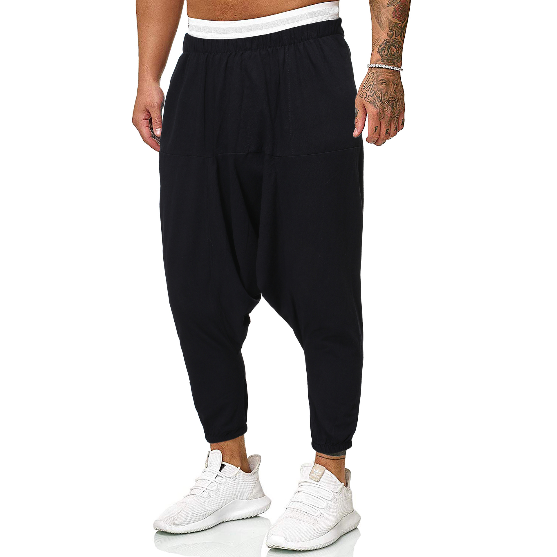 Foreign Trade 2022 New Men's European and American Fashion Trend Cotton and Linen Casual Cross Pants Solid Color All-match Linen Ankle Pants