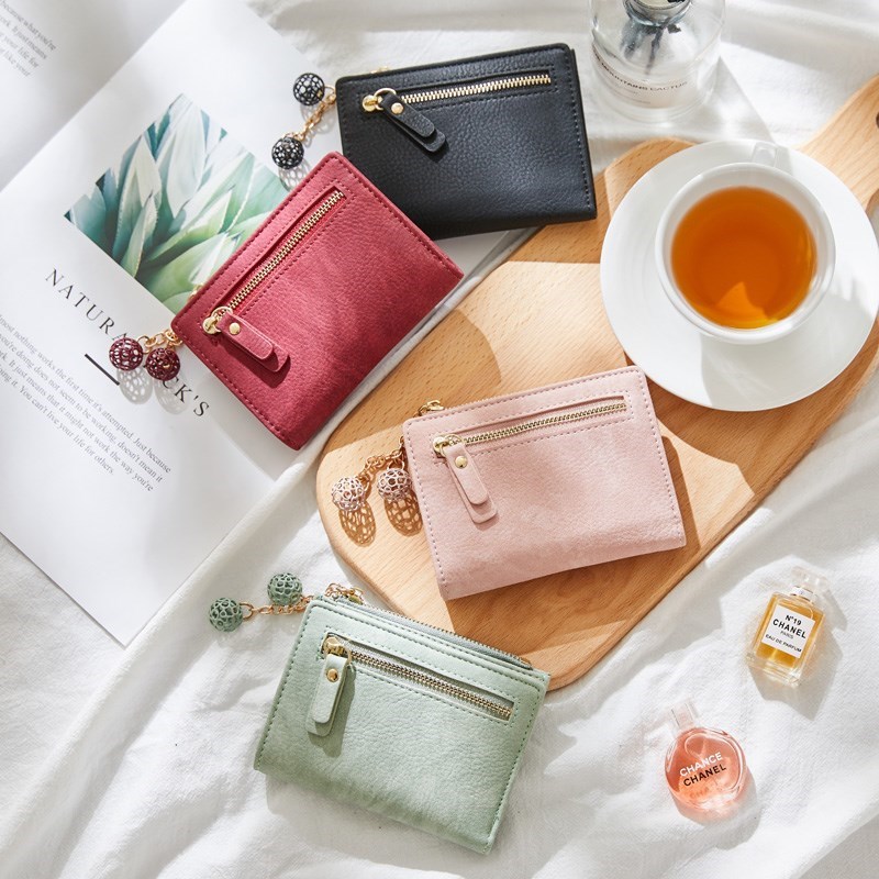 Wallet Women's Short Student Korean Style 2023 New Style Fresh Style Multifunctional Folding Tassel Pendant Wallet Coin Wallet