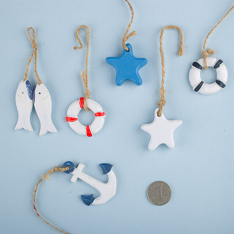 Mediterranean Style Decorations Creative Home Mini Fishing Net Accessories Starfish Fish Anchor Life Buoy Small Pendant