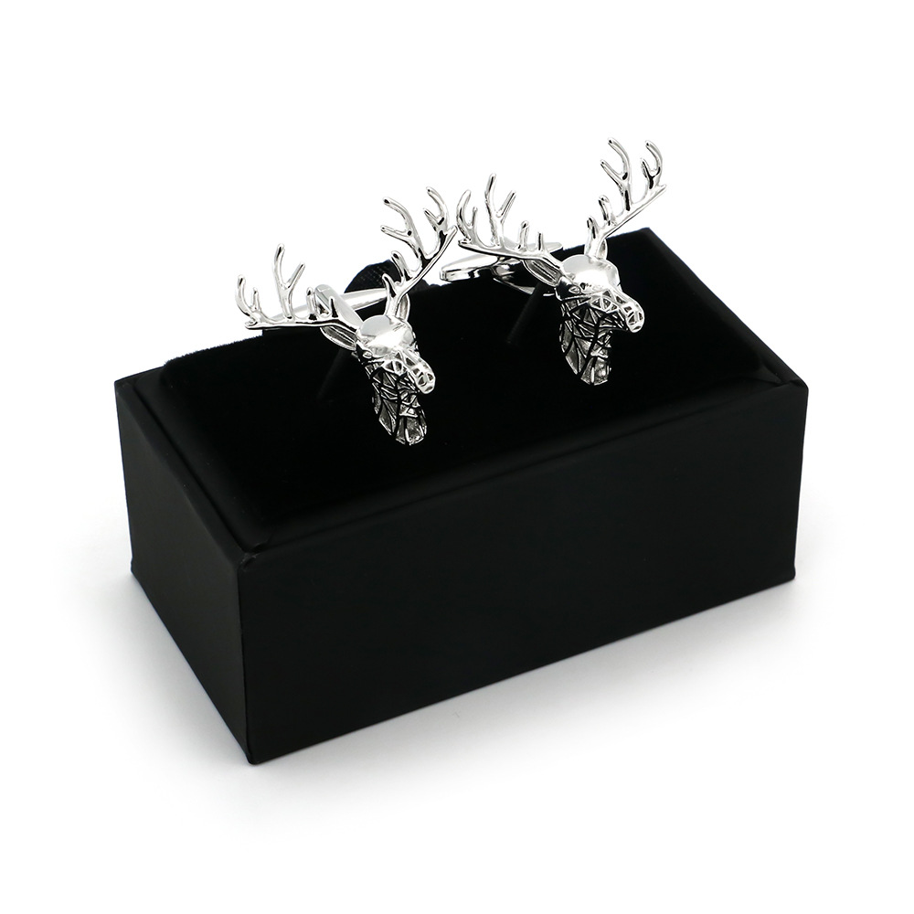 Elegant Art silver Hollow Deer Head Cufflinks Men's and Women's Jewelry Animal Button Cufflinks Pure Copper