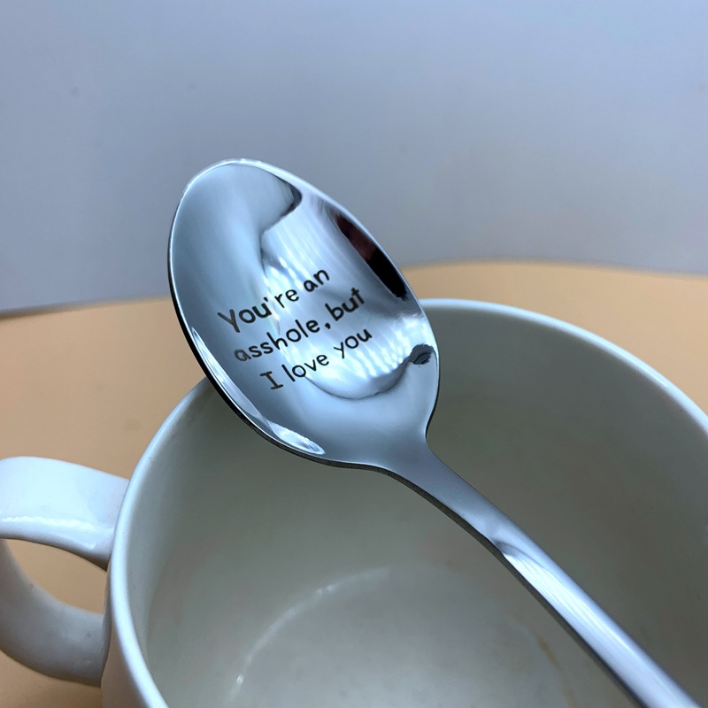 Engraving Stainless Steel Holiday Gift Spoon Coffee Spoon Mother's Day Christmas Couple Tableware Valentine's Day Personalized Gift