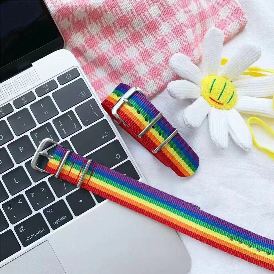 Rainbow strap manufacturers wholesale nylon ins Harajuku rainbow bracelet couple nylon rainbow bracelet