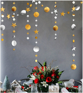 Christmas New Year's Day Activity Atmosphere Scene Layout Shop Wall Decoration Creative Hanging Star Round Piece Flower