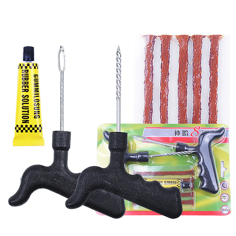 2019 car large tire repair tool set 8-piece set with glue tire repair emergency quick tire repair tool