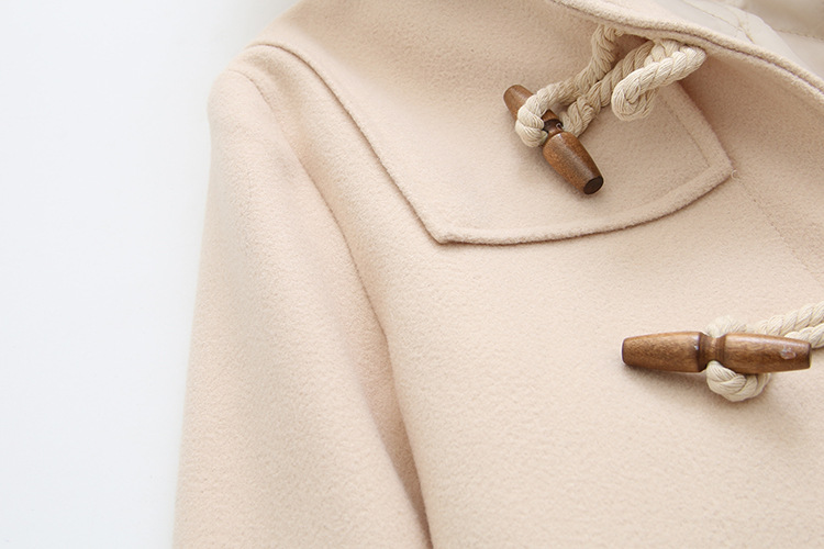 Cappotto di lana con bottoni in legno doppio da donna, autunno e inverno, nuovo stile coreano, piccolo cappotto di lana di media lunghezza S29810_voghion.com
