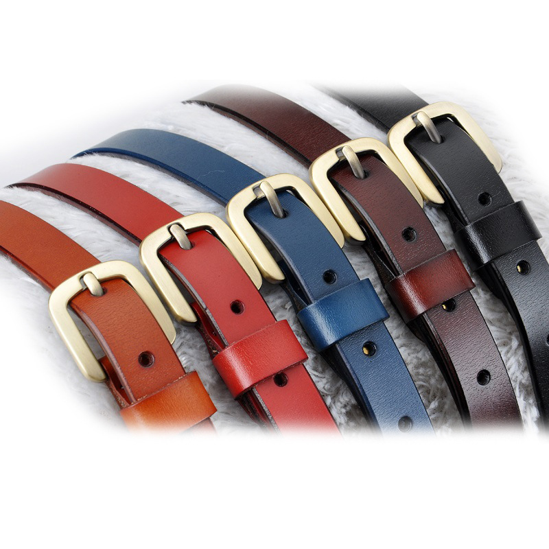 Vintage small belt girls leather thin belt ladies cowhide all-match decorative dress jeans with wholesale