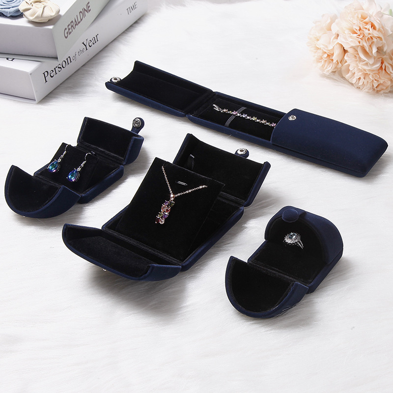 Flannel Double Open Jewelry Box Jewelry Packaging Box Factory Ring Box Necklace Box Bracelet Box Pearl Box