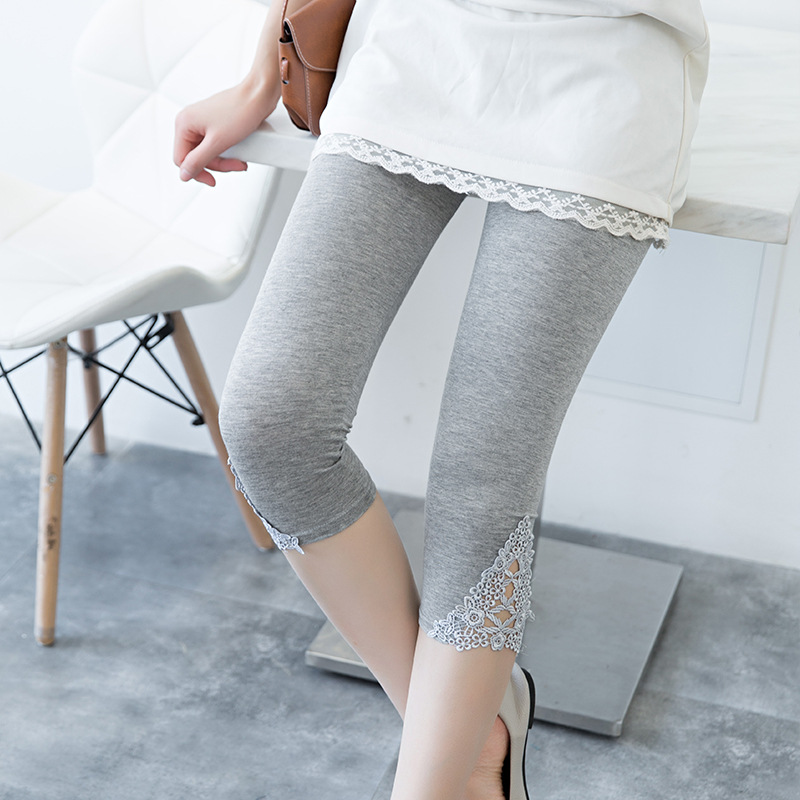 2023 new anti-exposure safety pants women's summer thin lace inner modal cropped leggings plus size