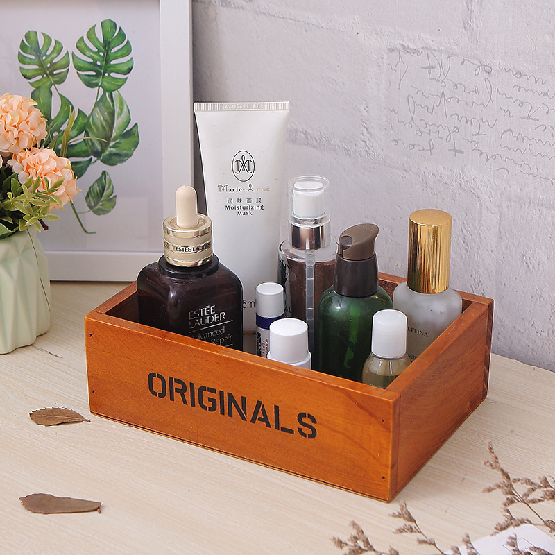 Wholesale Solid Wood Fleshy Plant Small Flower Pot Storage Box Mini Key Nail Polish Lipstick Wooden Box Rectangular