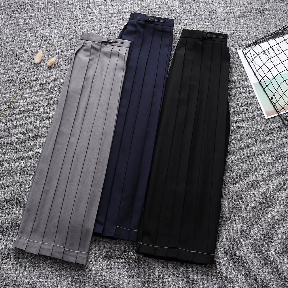 New solid color pleated skirt JK uniform skirt student High waist Japanese pocket 42cm-80cm multiple length skirt