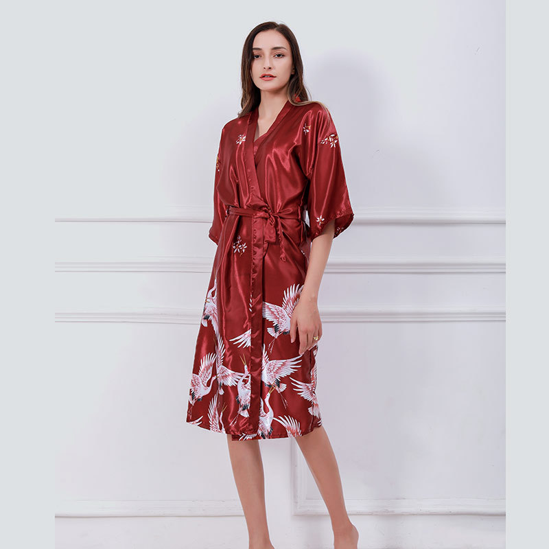 2020 Summer new morning gown silk-like women's nightgown home cross-border ice silk pajamas V-neck home wear for women