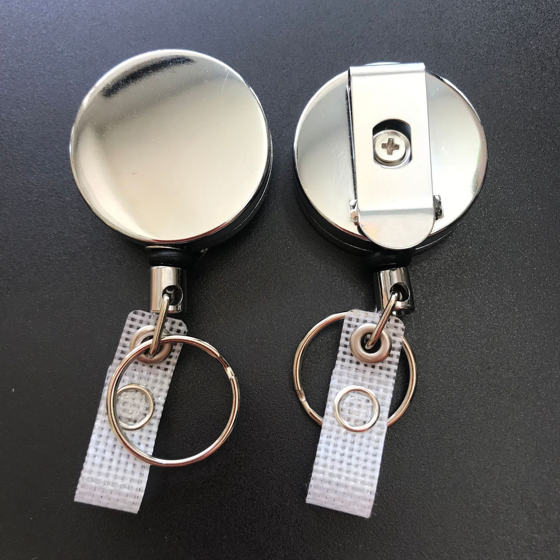 AMAZON cross-border e-commerce hot sale 4CM silver metal easy pull buckle telescopic buckle easy pull keychain
