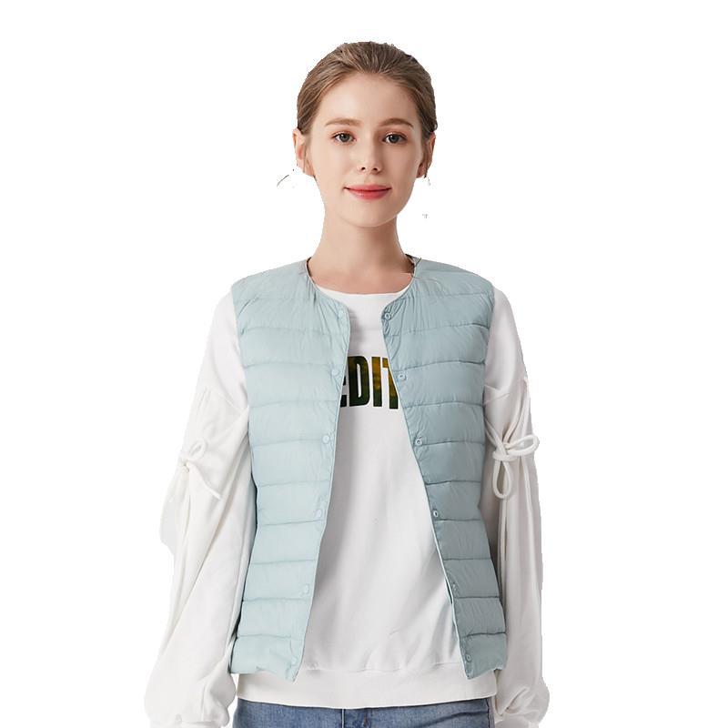 Cross-border Autumn and Winter Round Neck Down Jacket Vest Women's Inner Tank V-neck Lightweight Short Down Waistcoat Women's Vest