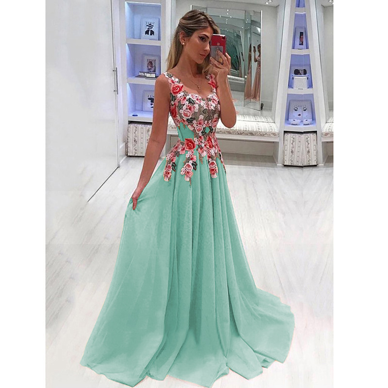 2019 AliExpress wish Explosions Sleeveless Long Dress Cross-border Supply Long Dress MI0746