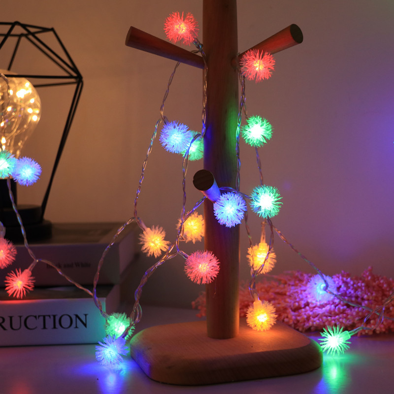 led small colored lights string lights online popular ins girl heart bedroom room layout hair ball lights string battery box decorative lights