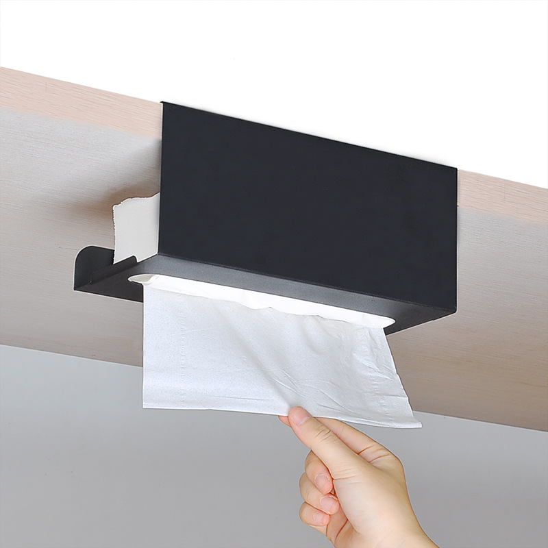 Kitchen Tissue Holder Punch-free Iron Paper Holder Household Napkin Creative Hanger Cabinet Door Paper Box Wall Hanging
