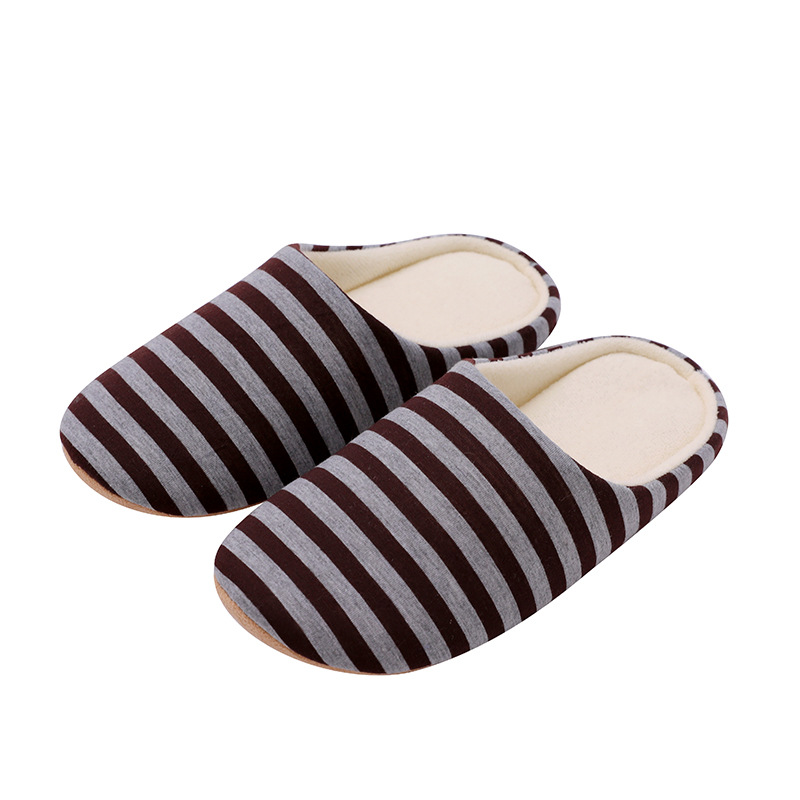 W-3 striped autumn and winter indoor home wooden floor apartment high-rise warm indoor cotton slippers warm slippers