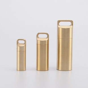 Brass Sealed Cabin Outdoor EDC Waterproof Chamber for the Elderly with Small Medicine Bottle Medicine Box Shading Moisture-proof Keychain Pendant