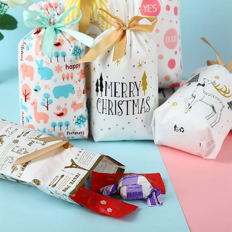 Ribbon drawstring bag Christmas gift bag nougat baking Halloween drawstring bag candy bag candy food bag