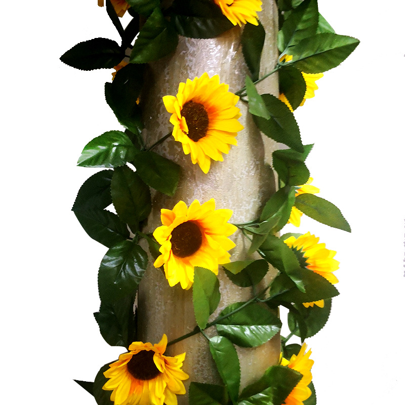 Sunflower Rattan Artificial Flowers 10 Large Sunflower Rattan Real Scene Decoration Home Pipe Winding Support Cross-Border