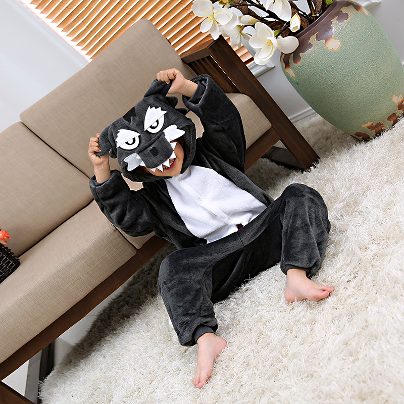 Mixed batch cartoon one-piece pajamas animal costume suit autumn and winter dinosaur flannel couple home clothes