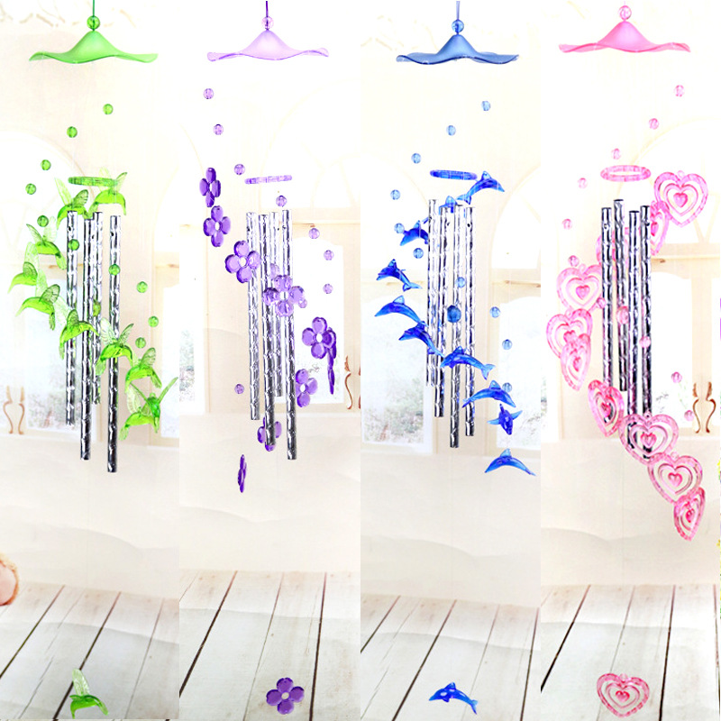 Exquisite imitation Crystal hummingbird small wind chime aluminum tube creative home children's room decoration personality room decoration