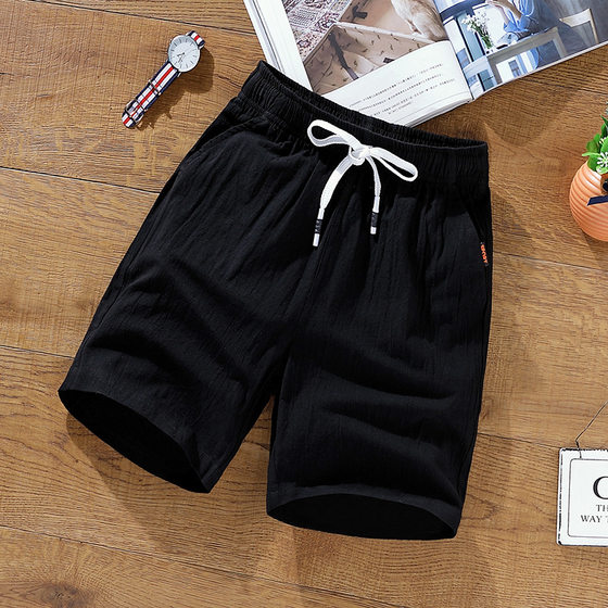 M-9XL Shorts Men's Pants Summer Casual Summer Loose Korean Style Trendy Cotton and Hemp Pants Five-point Pants Beach Pants