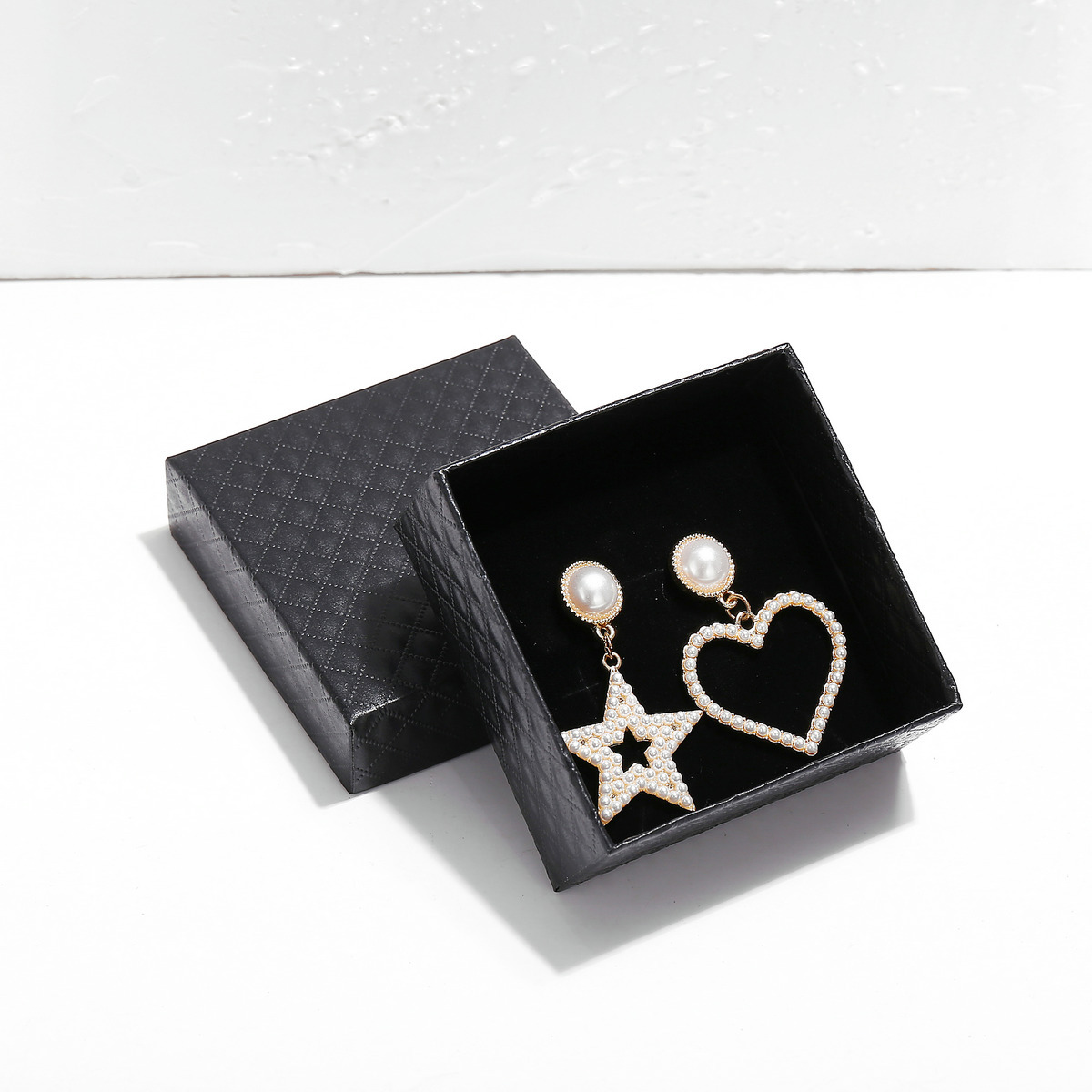 Diamond Pattern Black Jewelry Box Necklace Box Bracelet Box Ring Box Earrings Box Packaging Box Black Gift Box