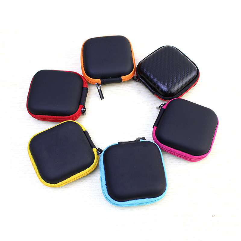 PU zipper manufacturers supply eva anti-pressure anti-fall storage data cable packaging box square earphone storage bag