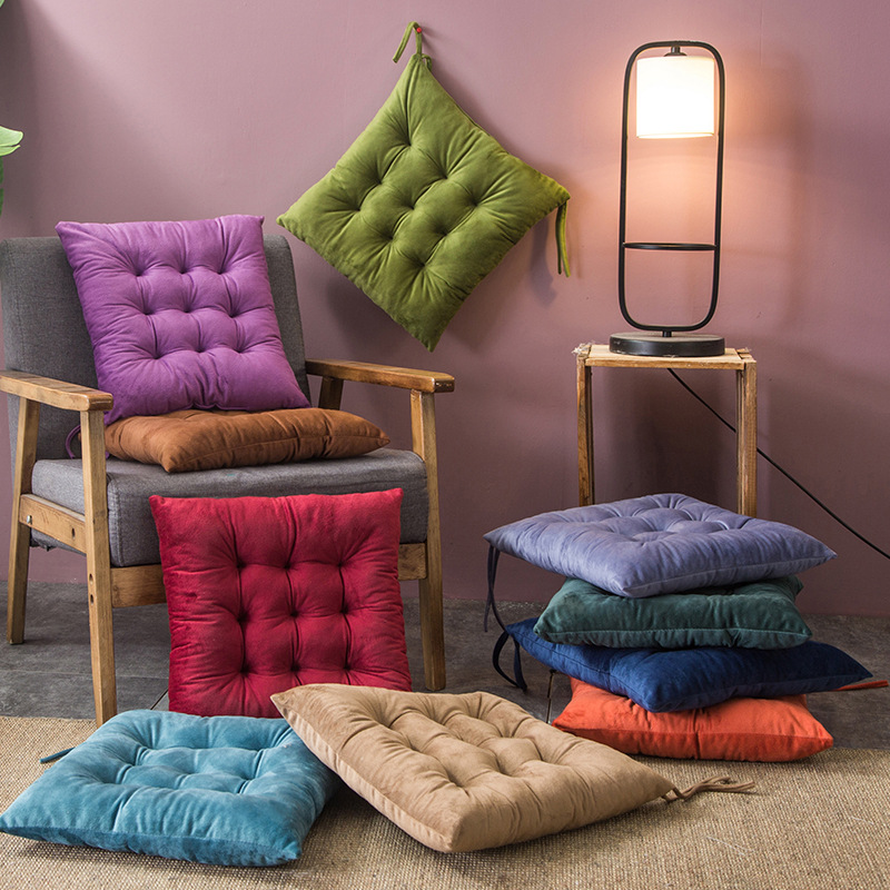 Solid Color Cross-border Chair Cushion Square Cushion Floor Mat Simple Crystal Velvet Chair Cushion Plush Cushion Winter Student Home
