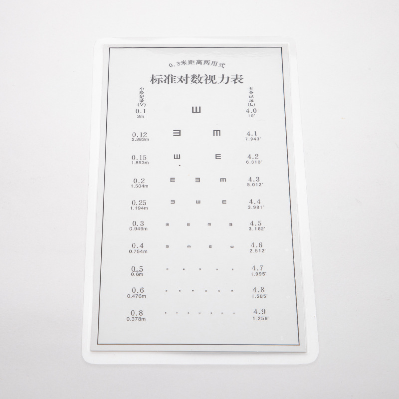 Visual acuity chart visual acuity card presbyopia loose plate plastic package small card optician Ophthalmic acuity optometry examination
