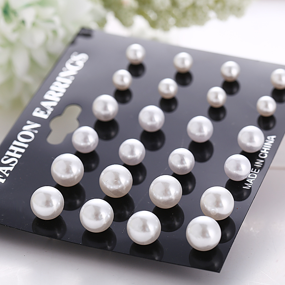 Europe and the United States cross-border new artificial pearl earrings set 12 pairs of classic retro simple temperament fashion earrings