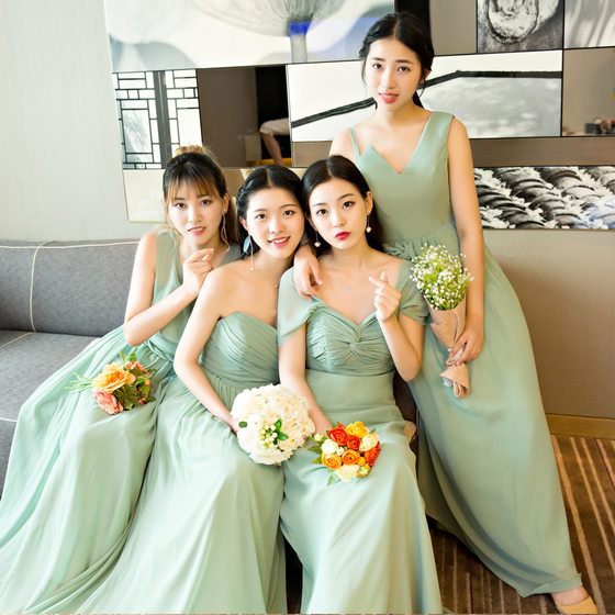 Matcha Green Long Sling Bridesmaid Dress dress Sisters Dress Bridesmaid Dress Sling Dress Evening Dress for Host