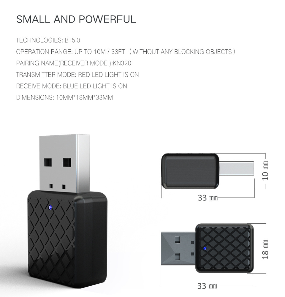 2021 New Bluetooth audio transmitter receiver 2-in-1 5.0 TV TV car computer stereo