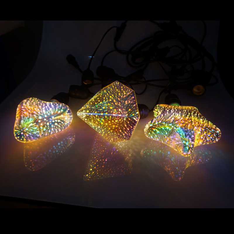 Led花火電球e27 a60 g80 g95 g125 st64五芒星クリスマスツリーフラットドリルハート型|undefined