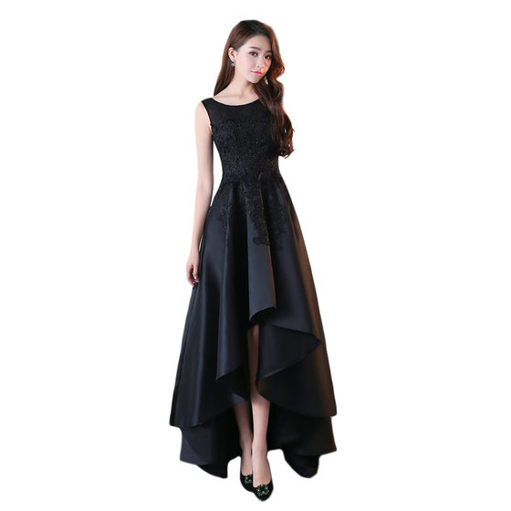 European and American ebay dress women's 2023 New elegant black evening dress banquet graduation season party dress