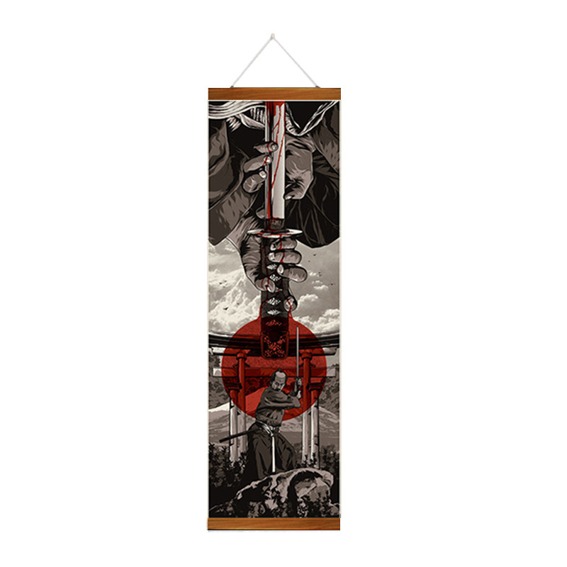 Ukiyo-e Iron Armor Mechanical Decorative Painting Japanese Restaurant Bar Wine House Tattoo Shop Mural Painting Solid Wood