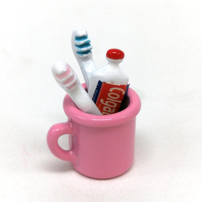 Doll House Bathroom Accessories [Mouth Cup + Toothpaste Toothbrush] Retro Mouthwash Cup Mouth Cup dollhouse Food Play