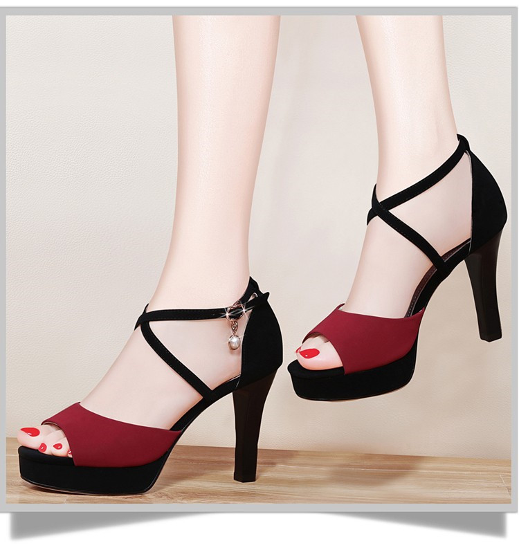 2019 summer new women's heel sandals thin heel buckle fashion versatile women's shoes wholesale