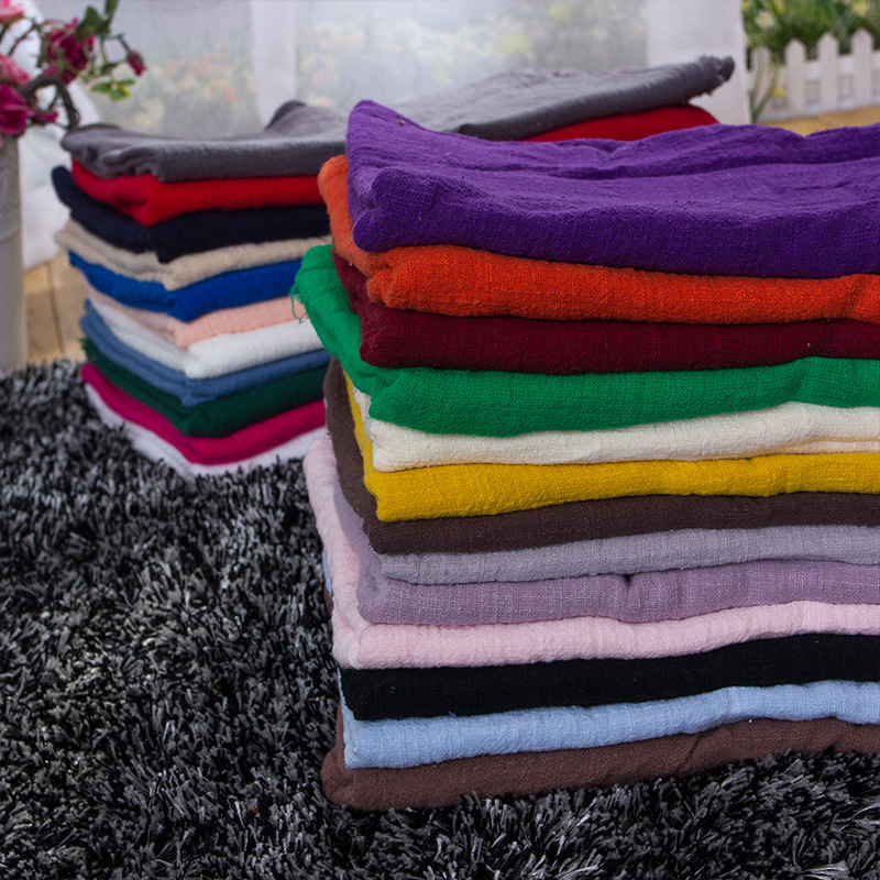 Ethnic Style Plain Color Double Bamboo Texture Hemp Crepe Pleated Cotton Linen Fabric Summer Shirt Solid Color Dress Fabric
