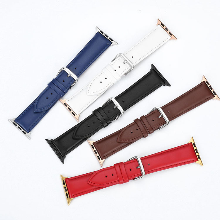 For apple Watch Strap apple watch7-1 Series Leather Plain Strap Pin Button apple Bracelet