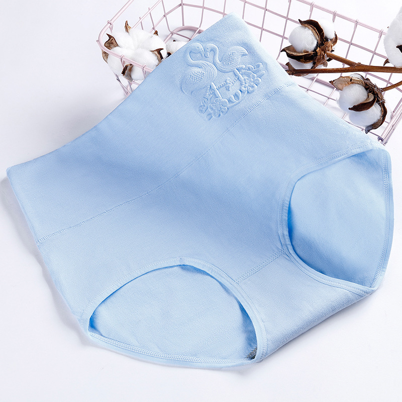 Antibacterial Crotch High Waist Women's Underwear Postpartum High Waist Abdominal Hip-lifting Underwear Embossed Cotton Underwear
