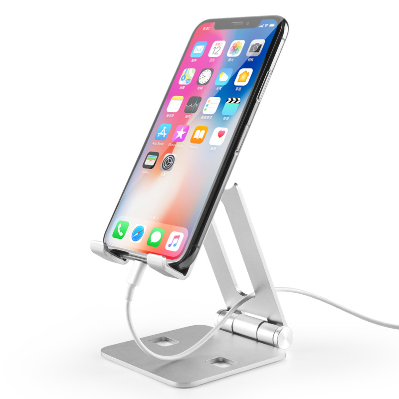 Mobile phone holder double adjustment folding aluminum alloy mobile phone desktop stand live portable creative phablet stand