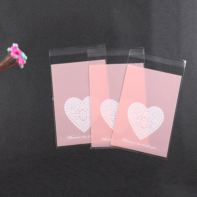 Factory direct baking packaging color love self-adhesive bag flat butterfly food biscuit packaging bag 100/piece