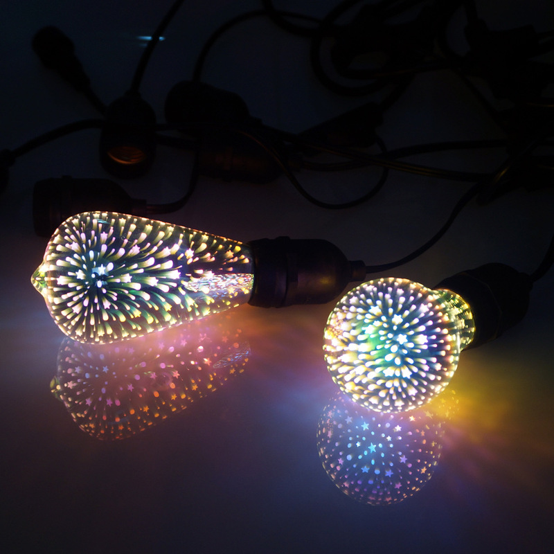 Led花火電球e27 a60 g80 g95 g125 st64五芒星クリスマスツリーフラットドリルハート型|undefined
