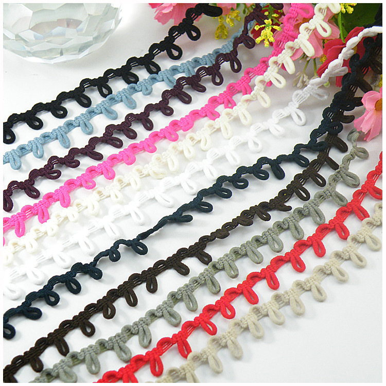 In stock supply lace buckle loop with collar button loop button eye button eye elastic low elastic elastic buckle loop