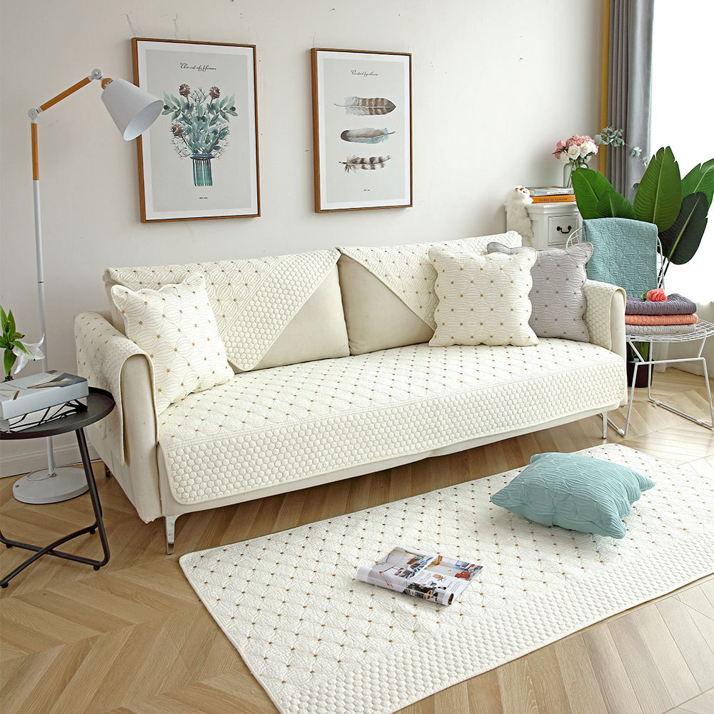 Four Seasons Universal Cotton Sofa Cushion Fabric Modern Simple Double-Sided Cotton Embroidered Sofa Cushion Winter Sofa Set Towel