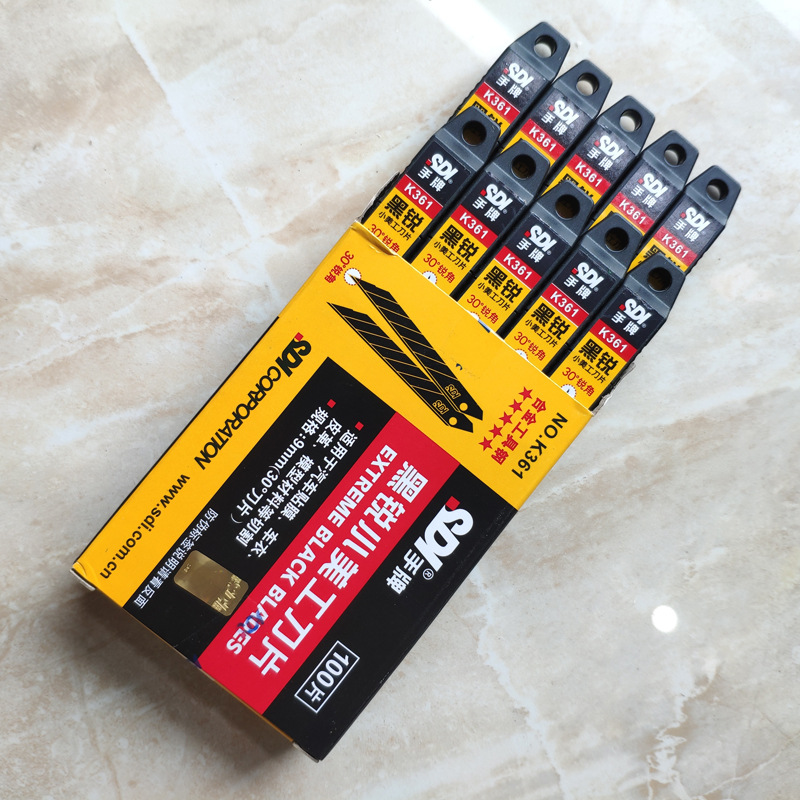 Taiwan SDI new hand card K361 black sharp Alloy Tool Steel 30-degree pointed blade 9mm small American black blade blade
