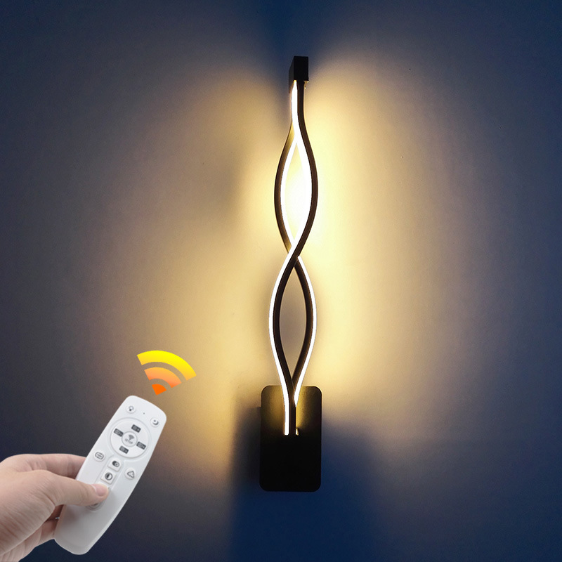 Светодиодный настенный светильник Nordic Simple Creative Wave 2,4 г Bluetooth Трехцветная температура пульт дистанционного управления настенный светильник прикроватный декоративный светильник