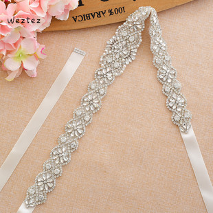 56cm Diamond-encrusted Bridal Waist Cover Decorative Simple All-match Rhinestone Decal Pearl Belt 160